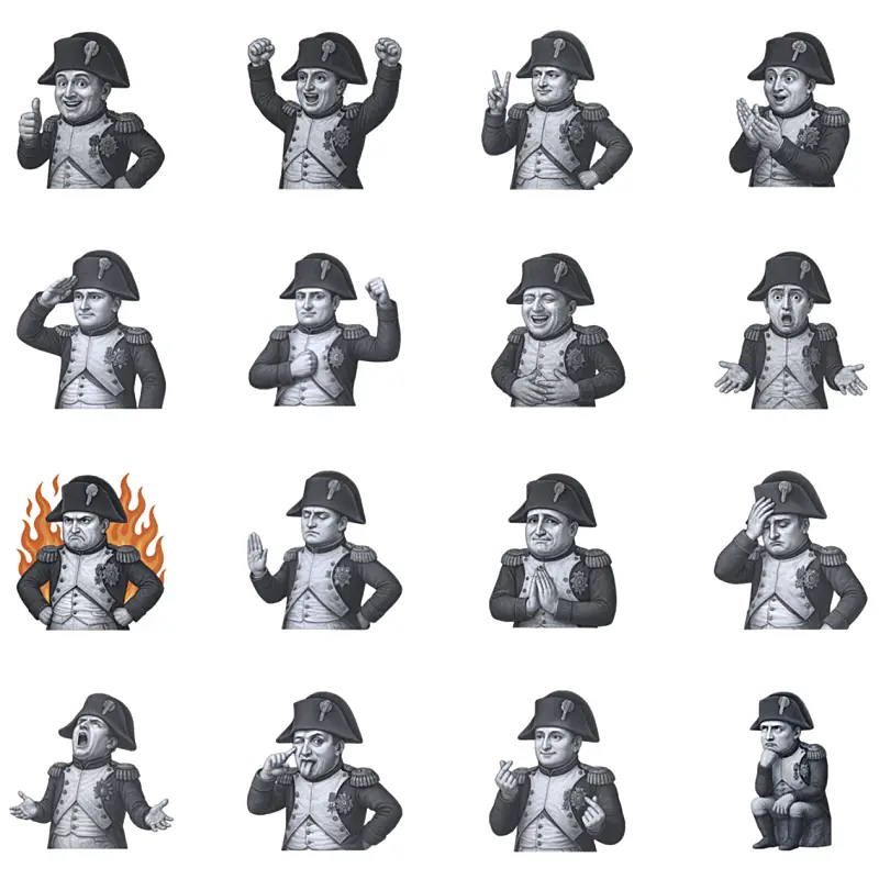 ChatGPT生成LINE貼圖 - 拿破崙的心靈戰場